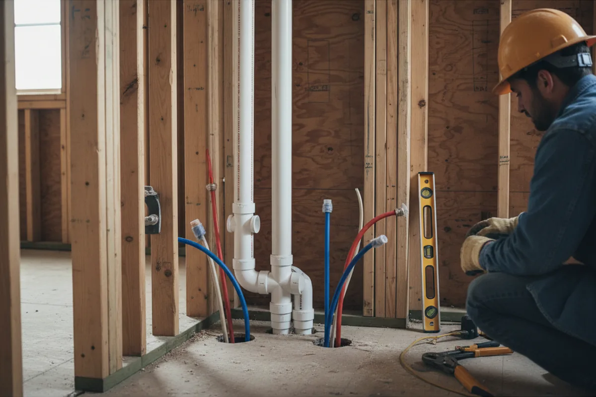 Drain and supply rough-in during Drain Cleaning in South Bend